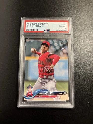 2018 Topps Update Series - Shohei Ohtani #US1 Pitching, Red Jersey (RC) PSA 8