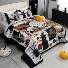Cmfshape Halloween Quilt Set King Sizeblack Reversible Quilt Bedding Set