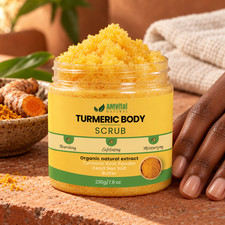 AMVital Turmeric Body Scrub - Acne, Dark Spots, Smooth Skin, Exfoliate Natural