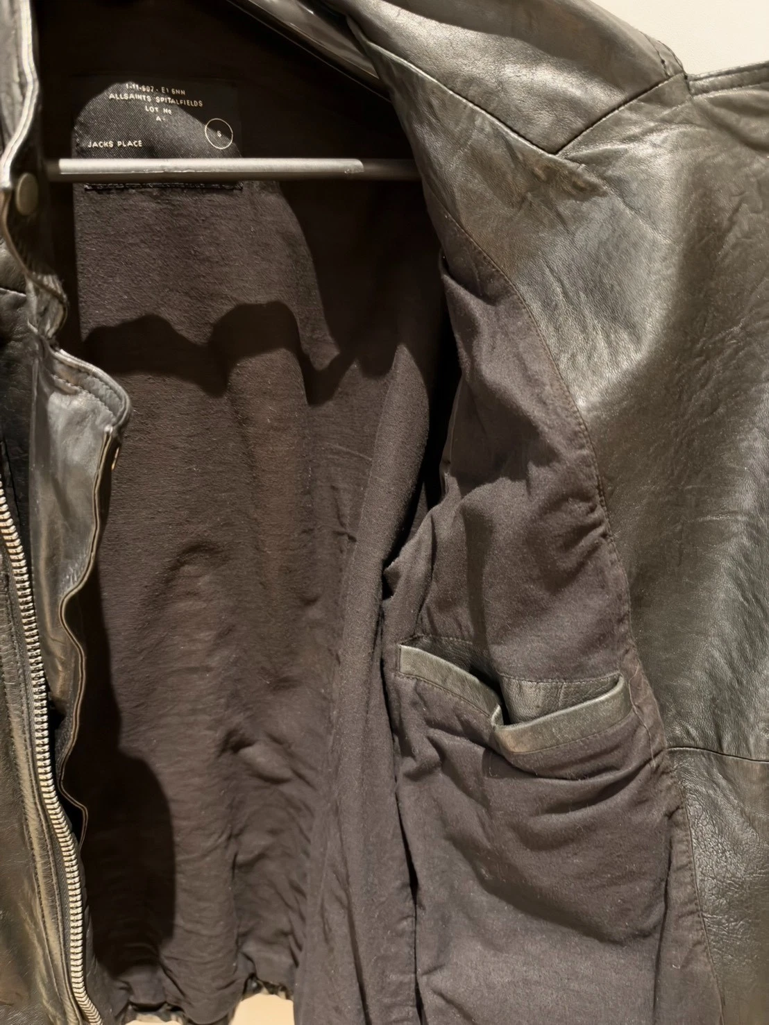ALLSAINTS Biker Leather Jacket Size S 40 inches chest 25 inches long - product detail image 10