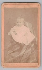 Antique CDV J.W. Smith Cute Baby in White Lace Dress Lewistown Pennsylvania