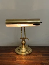 Vintage Brass Adjustable Bankers Desk Piano Library Lamp Excellent Working Cond