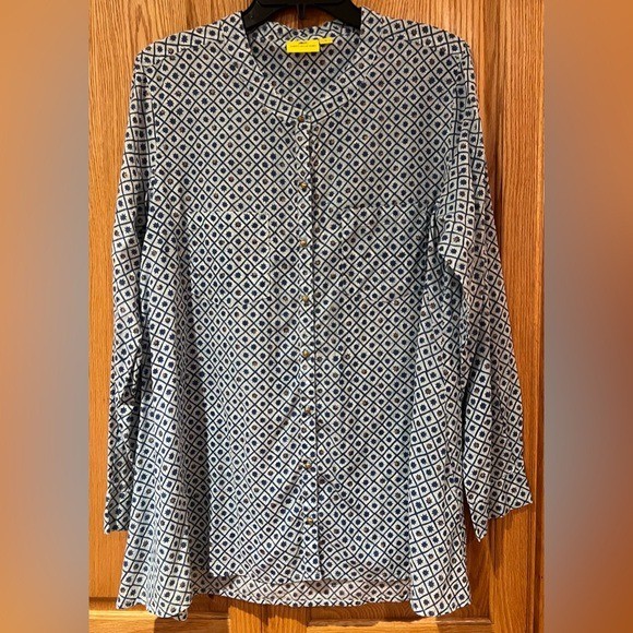 Roberta Roller Rabbit Gold Button Down Geometric … - image 1