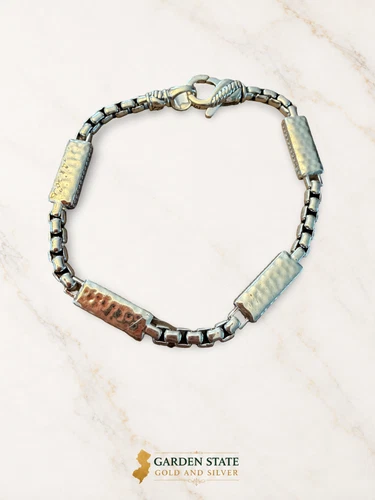 JAI Sterling Silver 925 Heritage Box Chain Necklace and Bracelet 7in 18g