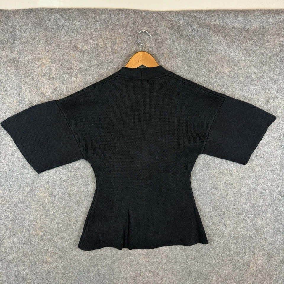 James Street Co Sade Top Womens XS Black Linen Blend Hourglass Dropped Shoulder - Image 2 of 4