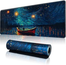 Starry Night XL Gaming Mouse Pad Desk Mat with Seamed Edges Waterproof Non-Slip