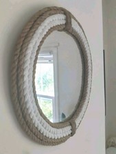 Nautical Inspired Jute & White Rope Mirror 17 inch diameter.  * NEW ITEM *