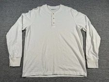 American Giant Henley Shirt Mens Large White Long Sleeve Pullover American Made
