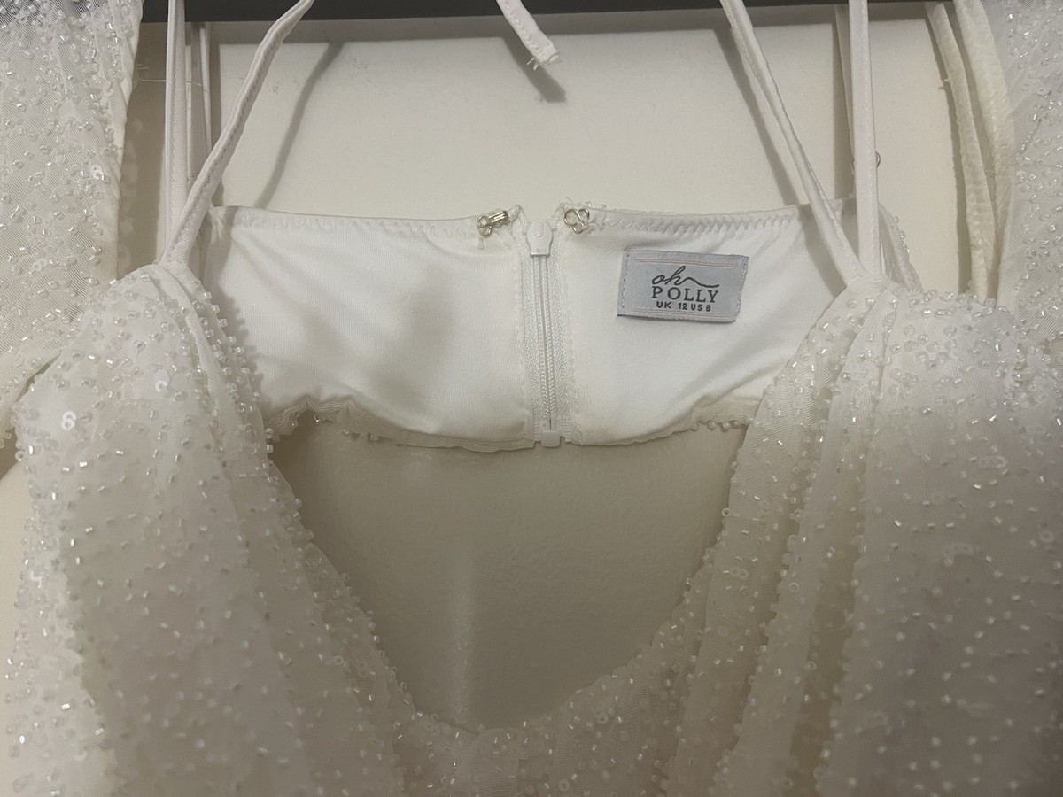 oh polly white sequin dress Salerno Embellished Multi Wear A-Line Mini Dress in White