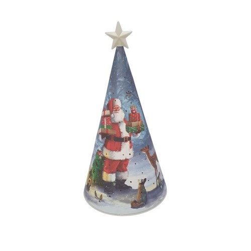 Decorazione Albero di Natale Babbo Natale con Luce LED - Scena Vacanze Invernali Cono Albero - Foto 28 di 29