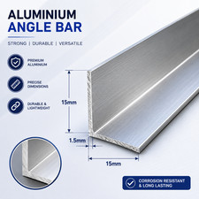 Aluminium Angle Trim Equal Unequal L Shape Profile Bar Various Sizes 1 Metre
