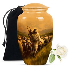 Brown Shepherd Memorial Large Urn For Adult Ashes Men  Women 10 Inch 