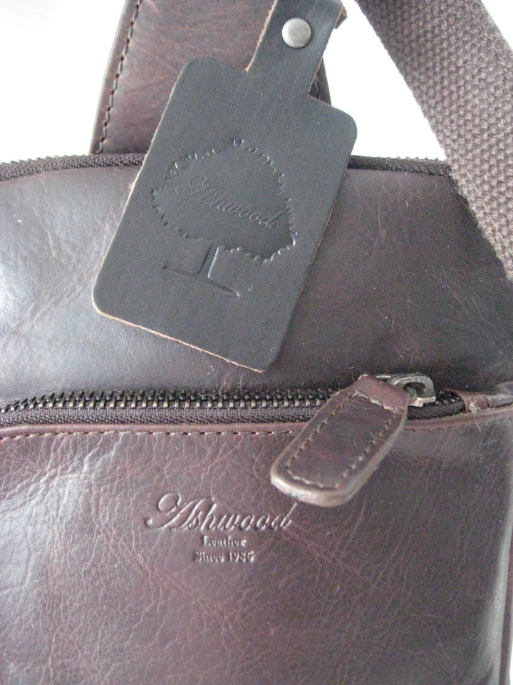 ASHWOOD!!! 100% FINE GENUINE DARK BROWN LEATHER UNISEX SLING BAG!!! - Image 2 of 4