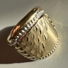 14ct Yellow & White Gold 585 Gents Signet Ring Size X 1/2 Fully Hallmarked 4.94g