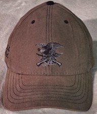 Vintage NRA Life Member Eagle Rifle Canvas Strapback Hat Cap Made in USA Brown