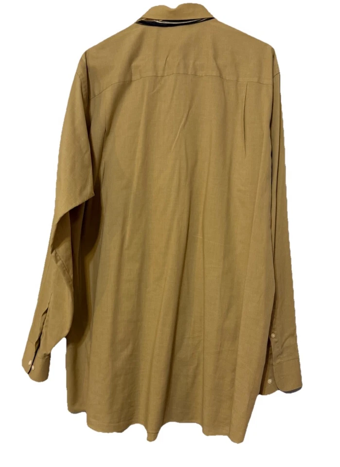 Camisa de Vestir Geoffrey Beene Marrón Dorado 18 34/35, George Foreman Seda Corbata Cuadrada Foto 4 de 4