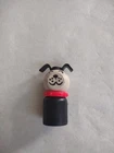 VINTAGE FISHER PRICE LITTLE PEOPLE SOLID WOOD STRAIGHT SIDE LUCKY DOG RED COLLAR