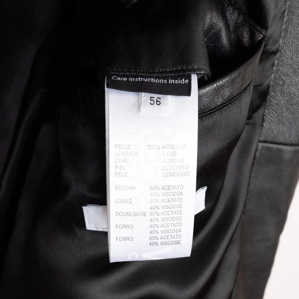 Jaqueta de Moto VERSACE Collection Pele de Cordeiro Tamanho EU56 Masculina Couro Preto - Imagem 4 de 4