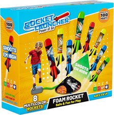 Toy Rocket Launcher for Kids - Launch up to 100 Ft, 8 Foam Rockets Adjustable
