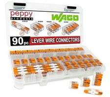 WAGO 221 Lever Nuts 90pc Compact Splicing Wire Connector Assortment with Case.