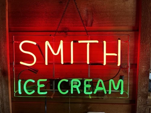 Vintage Smith Ice Cream Neon Window Sign