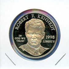 1998 S Robert F Kennedy RFK $1 US Mint Silver Proof Brilliant Uncirculated Coin