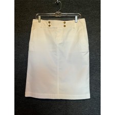 Lauren Ralph Lauren White Pencil Skirt with Gold-Tone Buttons