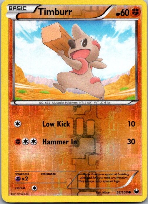 Timburr Reverse Holo Common Dark Explorers 58/108 NM