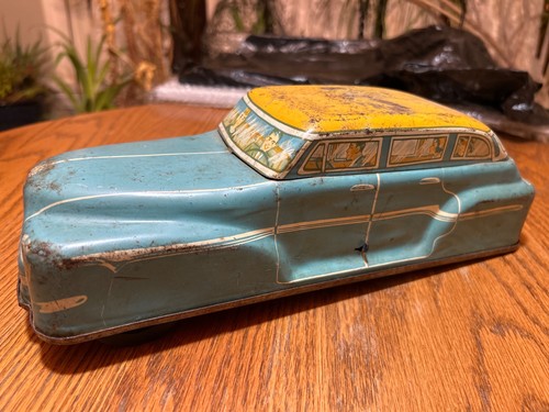 Rare Wolverine Toy Co metal Tin-Litho AUTO RACE SET with 2 Cars AS IS