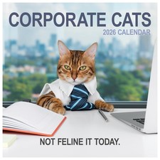 2026 Corporate Cats Vertical Monthly Wall Calendar Planner 12x12 Inch