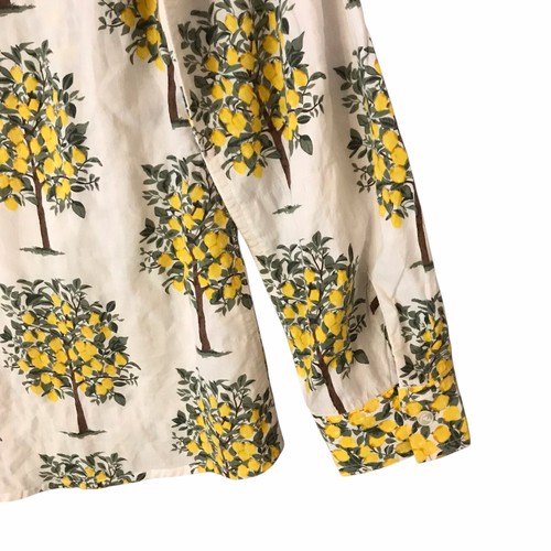 Camicia J McLaughlin Lois gialla stampa albero di limone bianco cotone garzato donna taglia M - Foto 5 di 9