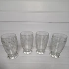 Vintage Anchor Hocking Manhattan Pattern Clear Glass 5.25" Tumbler-Bubble Base 4