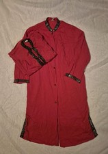 Women  s Red Sleepwear Set Nightgown Robe 2 Piece Button Front Vintage M L