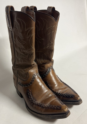 Very Nice Vintage Dan Post Mens 8D 6897 Brown Leather Bucklace Cowboy Boots