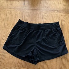 Athletic Works Women's Black Athletic Shorts Elastic Waist Pockets Plus Size