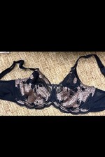 Panache Clara Balconette Bra Lace Navy and Rose 32F Adjustable Strap