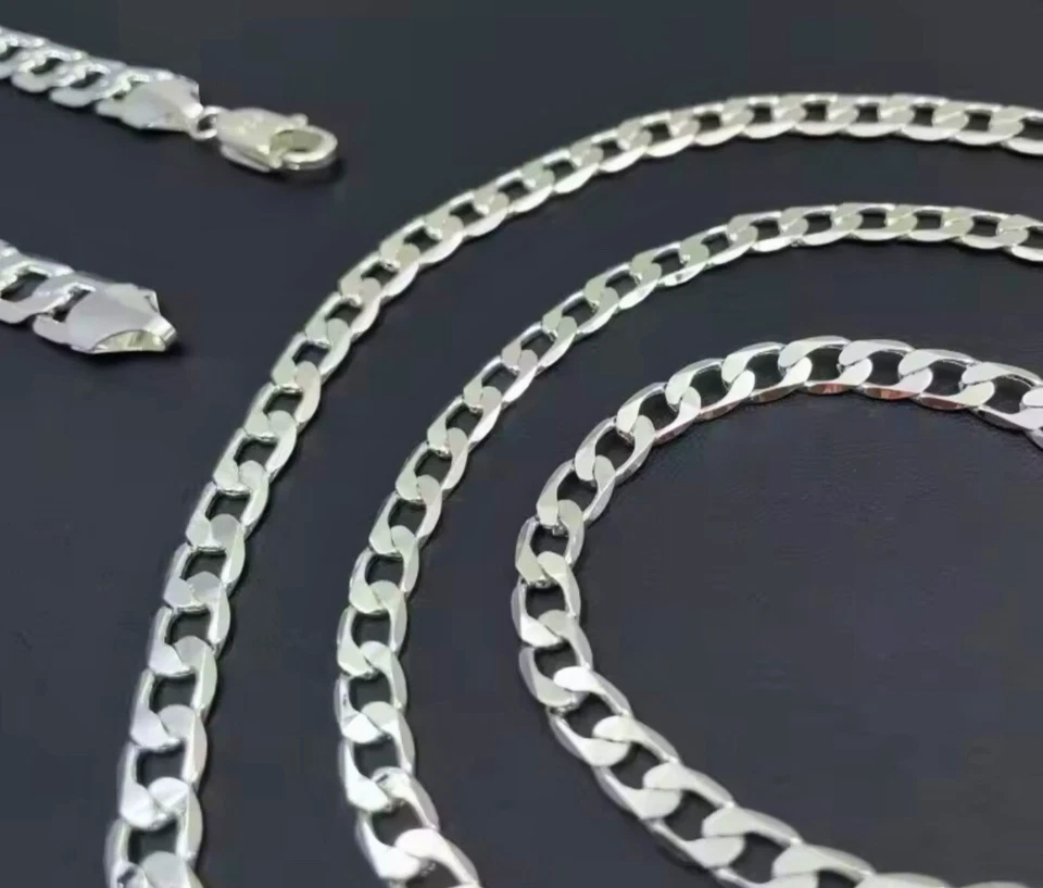 Collar de cadena cubana de plata esterlina 925 real Miami para hombre Italia acero inoxidable Foto 2 de 4