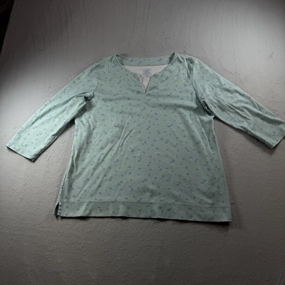 LL Bean Large Women's Top 3/4 Sleeve Color Green