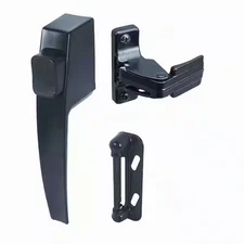 Push Button Screen Storm Door Latch Handle Set Night Lock Lever Metal Door Black
