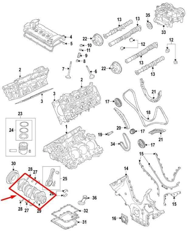 Virabrequim do motor Porsche Panamera 4 3.6L 2011-2016 946-102-011-22 fabricante de equipamento original - Imagem 2 de 4