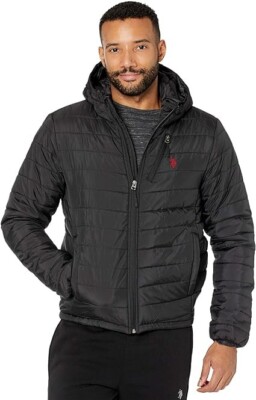 US Polo Association Men's Rolled Padded Hooded Puffer Jacket Size