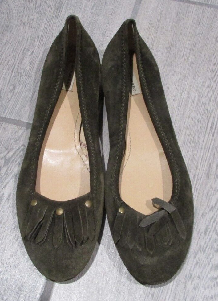 Burberry Flats Suede Olive New Size 39-image