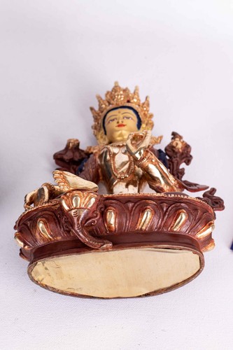 6-Inch 'Green Tara' Statue: Gold-Plated Face & Intricately Crafted Metal Body - Picture 6 of 7