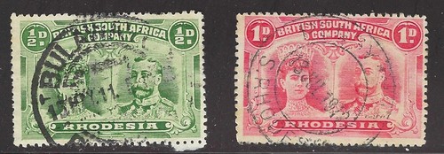 GREAT BRITAIN - Rhodesia - Double Heads - Scott no 101 and 102 - used