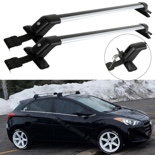 Portaequipajes de aluminio para Hyundai Elantra N barra transversal portaequipajes kayak + cerradura - Imagen 14 de 15
