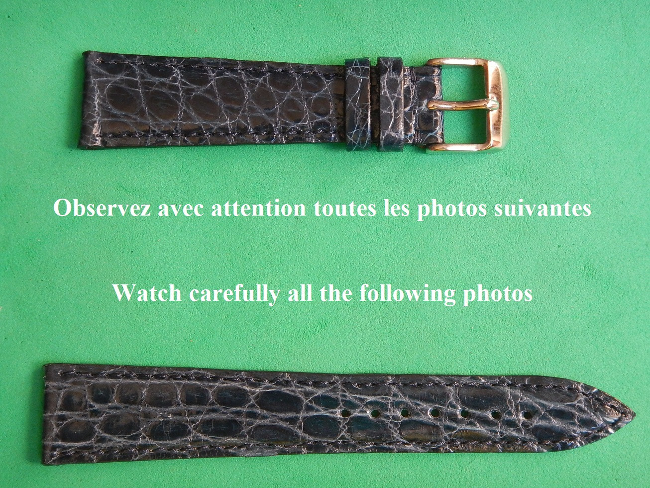 Bracelet Crocodile Véritable 20mm Bleu Idéal pour Rénover Votre Montre
