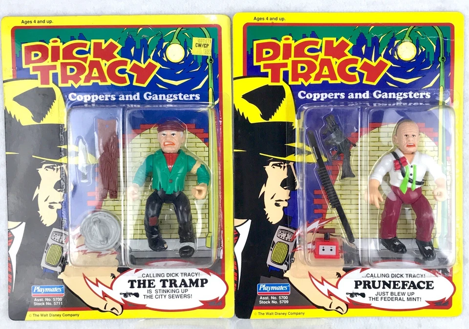 LOTE DE 2 FIGURAS DE COLECCIÓN NUEVAS SIN PERFORAR PLAYMATES DICK TRACY EL VAGABUNDO Y LA CARA DE PODA Foto 3 de 4