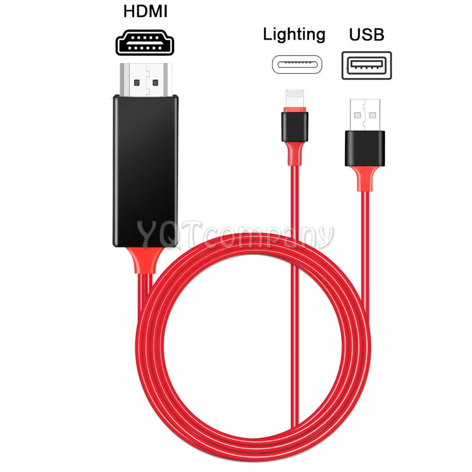 HDMI Mirror Cable Phone to TV HDTV Adapter For iPhone 14 13 12 11 Pro Max XR 678 - Image 2 of 4
