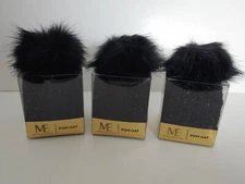 NWT NEW ONE Modern Expressions Pom Hat Black with Metallic 100% Acrylic Beanie