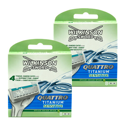 16x Wilkinson Sword Quattro Titanium Sensitive Rasierklingen - NEU - OHNE OVP -